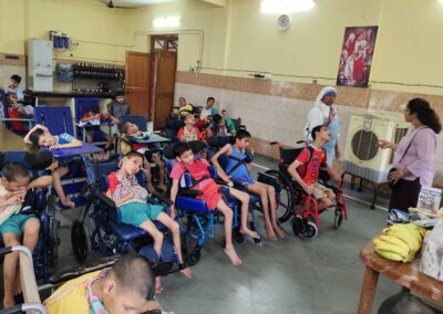 Food, clothes, and diapers distributed at Mother Teresa Home, Pratap Nagar, Jaipur.